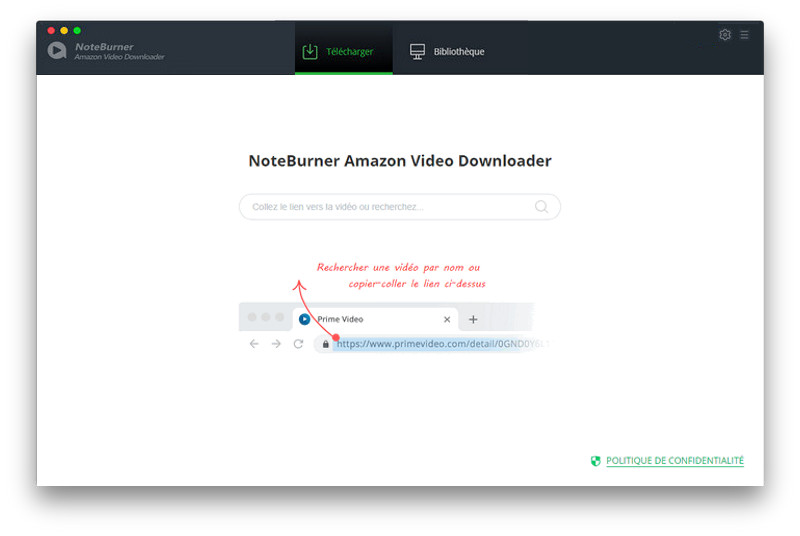 Interface principale de NoteBurner Amazon Video Downloader pour Mac