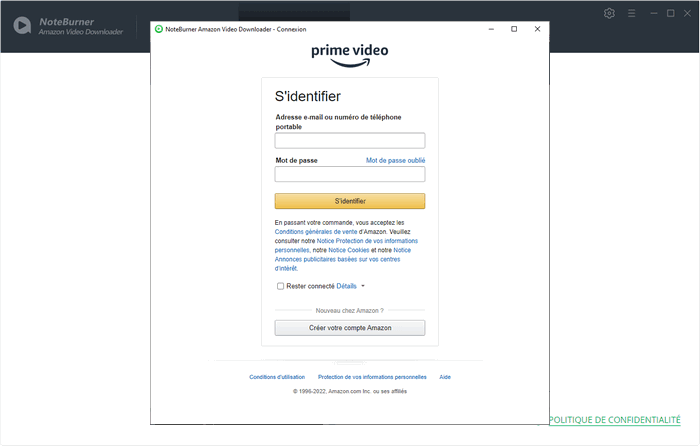 Démarrez NoteBurner et connectez-vous à votre compte Amazon