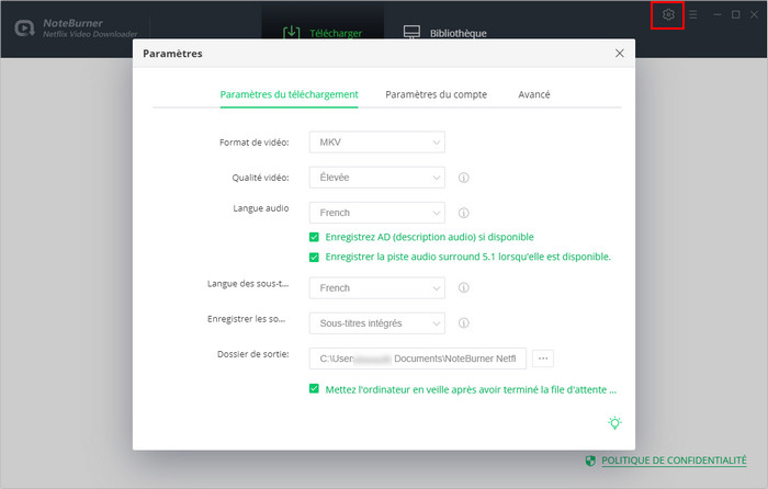 Définissez la qualité des vidéos de sortie