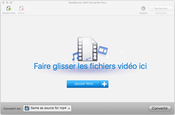 L'interface de NoteBurner M4V Converter Plus pour Mac